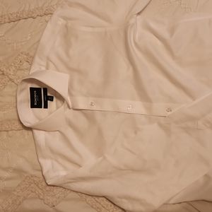 BONOBOS WHITE DRESS SHIRT WRINKLE FREE-TAILORED FIT
